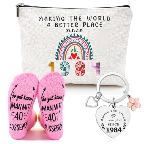 LEBOKJ Regalo Cumpleaños M-ujer 40 Años Incluye Bolsa de cosméticos para M-ujer, Calcetines y...