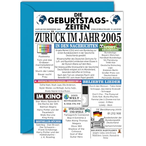Stuff4 19. Tarjetas de cumpleaños para hombres y mujeres - Volver en el año 2005 Periódico - 19...
