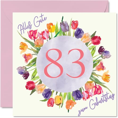 83 Tarjeta de cumpleaños para mujer - Acuarela Tulipanes Flores Ramo - Tarjetas de cumpleaños para...