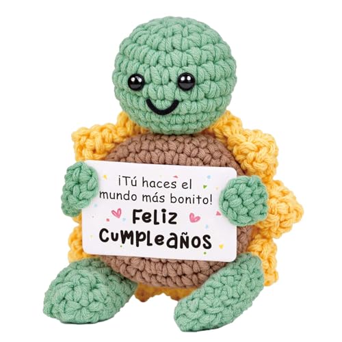 CheriGift Tortuga Girasol Positiva Regalos Cumpleaños Mujer, Tortuga Hechas a Mano, Originales...