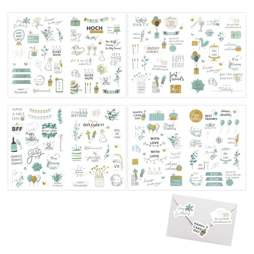 4 pegatinas de cumpleaños, libro de visitas, pegatinas para fiestas de cumpleaños, pegatinas para...