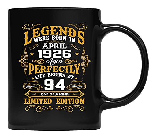 Abril de 1926 94.th regalo de cumpleaños 94 años mujeres mujeres taza de café para padre y madre, abuelo, abuela y amigo regalos