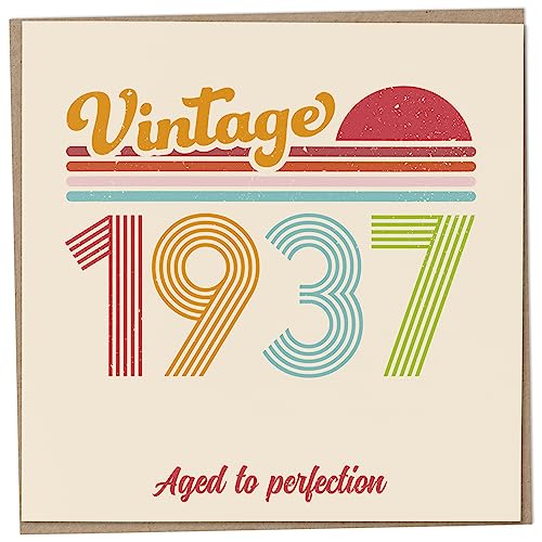 Tarjeta de cumpleaños 86 – Vintage 1937 Aged to Perfection, divertida tarjeta de felicitación para hombres y mujeres, tarjetas de cumpleaños para mujeres, tarjetas de cumpleaños para hombres, tarjeta
