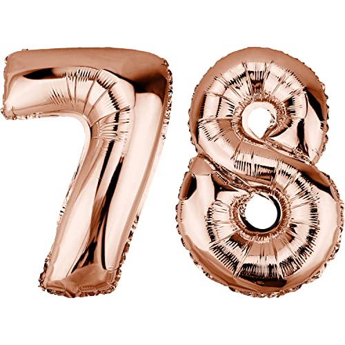 DekoRex Globo de papel de aluminio, oro rosa, 40 cm, decoración para cumpleaños, aniversario, boda...