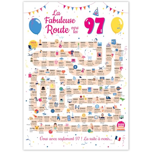 FestySpark - Tarjeta de cumpleaños grande de 97 años, para mujer y hombre, idea de regalo de 97...