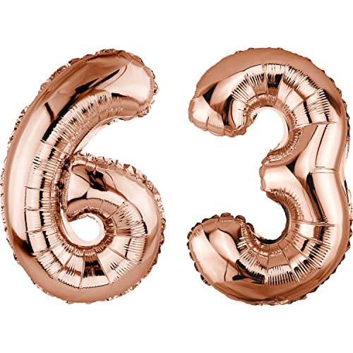 DekoRex Globo de papel de aluminio, oro rosa, 40 cm, decoración para cumpleaños, aniversario, boda...