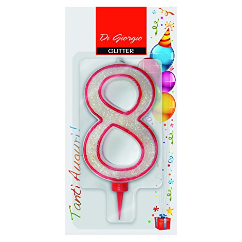 Cereria de Giorgio 58170 68 vela de cumpleaños gigante con purpurina Número 8