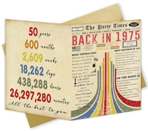 Missonemi Tarjeta vintage de 50 cumpleaños, regalos de feliz 50 cumpleaños para él y ella,...