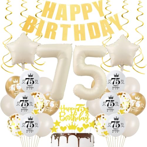75 cumpleaños decoración beige decoración, Decoraciones Fiesta Oro Beige 75 Años Globos, Globos...