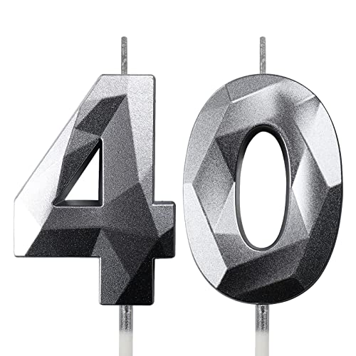 Velas Cumpleaños Vela 40 años Fiestas Velas de Cumpleaños Números Vela Cumpleaños Plata Velas...