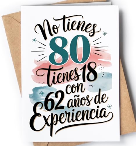 Tarjeta de 80 Cumpleaños - Tarjeta de Felicitación Graciosa para alguien que cumple 80 años -...