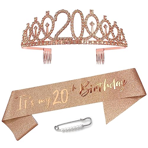 20 cumpleaños cinturón corona cumpleaños tocado de cristal tiara corona princesa accesorios para...