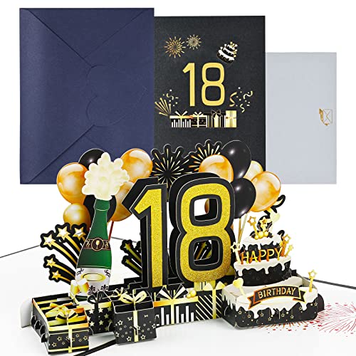 joyoldelf Tarjeta Felicitacion 18 Cumpleaños Pop Up - Tarjetas Cumpleaño Personalizada 3D, Regalos...