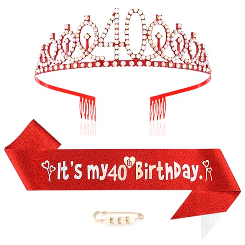 40 cumpleaños decoración niña 40º cumpleaños corona y faja princesa corona reina tiara cristal...