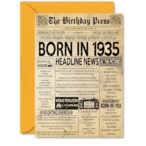 Tarjeta de cumpleaños número 91 para mujeres y hombres, periódico de prensa de cumpleaños de...