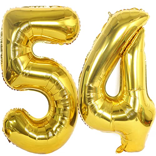 Foil Globo Número 54 Dorados Globo Número 54 Dorados 100cm Gigante Globos de Cumpleaños Numeros...