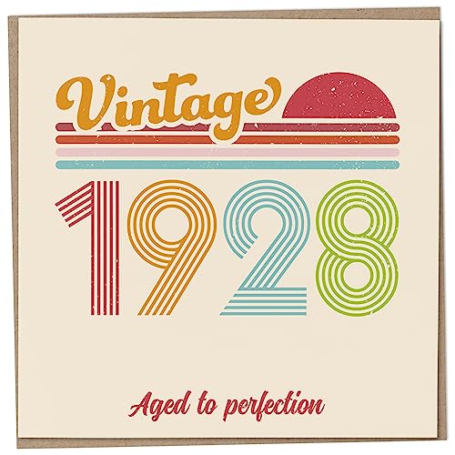 Tarjeta de cumpleaños 96 – Vintage 1928 Aged to Perfection, divertida tarjeta de felicitación...