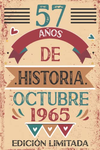57 Años De Historia Octubre 1965: Libro de visitas, cuaderno, 110 páginas de felicitaciones, idea...