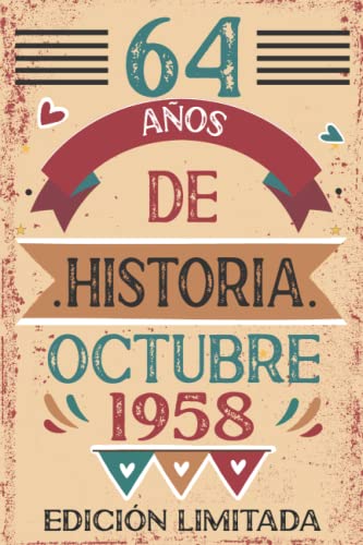 64 Años De Historia Octubre 1958: Libro de visitas, cuaderno, 110 páginas de felicitaciones, idea...