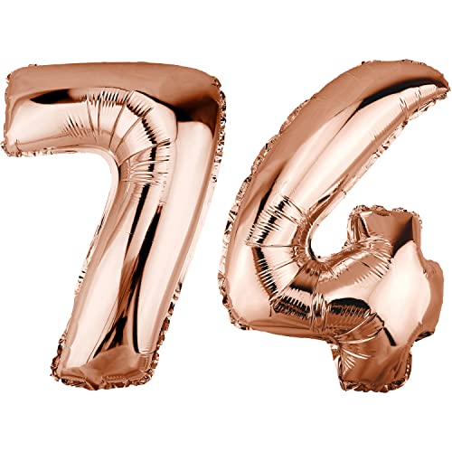 DekoRex Globo de papel de aluminio, color oro rosa, 40 cm, para cumpleaños, bodas (número 74)