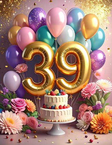 Genérico Tarjeta 39 años – Tarjeta aniversario de boda o cumpleaños 39 – Tarjeta romántica...