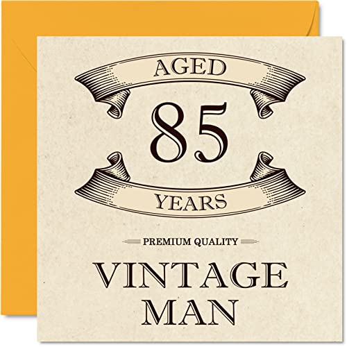 Tarjetas de cumpleaños 85 vintage para hombres, de 85 años, divertida tarjeta de cumpleaños para abuelo, papá, marido, tío, hermano, abuelo, 145 mm x 145 mm, tarjeta de felicitación de 85 cumpleaños