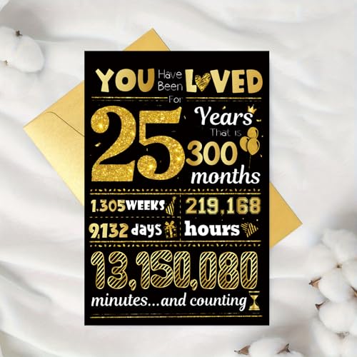 TOPWAYS Tarjeta de cumpleaños número 25, con texto en inglés 'You Have Been Loved for 25 Years',...