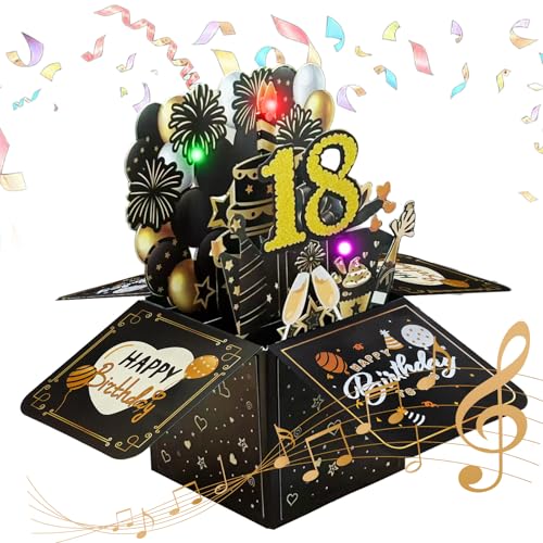 Tarjeta de Felicitación Cumpleaños de 18 Años, Pop Up 3D Tarjeta, 18 Tarjeta de...