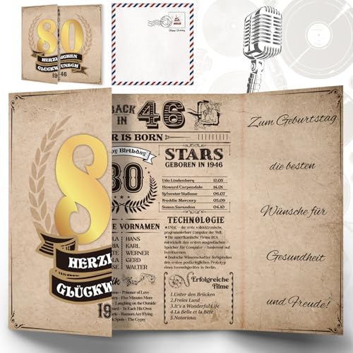 Thboxes Tarjeta de cumpleaños 80, Back in 1946, tarjeta de felicitación de 80 cumpleaños