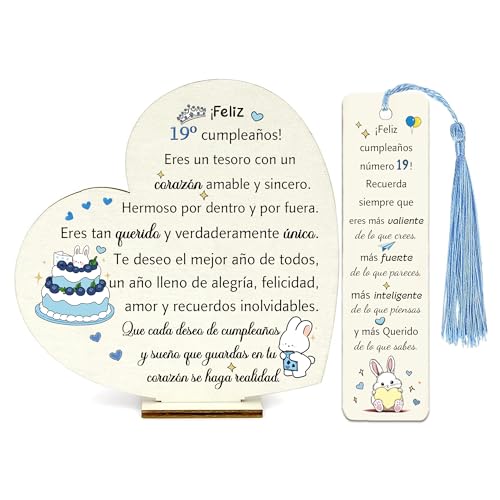 19 Cumpleaños Regalos Inspirador hombre Marcadores de Libros Escritorio Madera Juego 2 Piezas...
