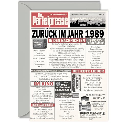 Stuff4 36 tarjetas de cumpleaños para hombres y mujeres – Regreso al año 1989 Periódico – 36...