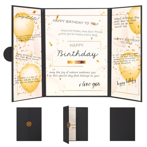 Libro de visitas de cumpleaños grande negro y dorado, decoración de fiesta de cumpleaños, libro...