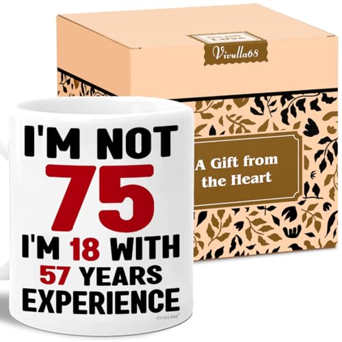 Taza de café de 75 cumpleaños – Regalos de 75 cumpleaños para hombres y mujeres – Vintage...