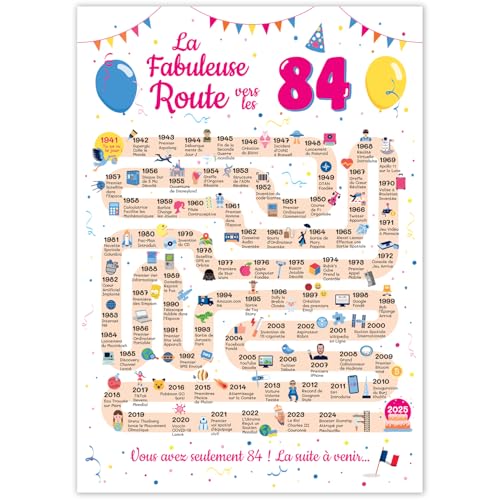 FestySpark - Tarjeta de cumpleaños grande de 84 años, para mujer y hombre, idea de regalo de 84...