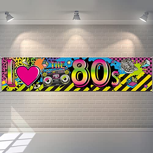 Decoración de Fiesta 80s Bandea de I Love 80s, Señal de Hip Hop de 1980s Fondo de Cabina...