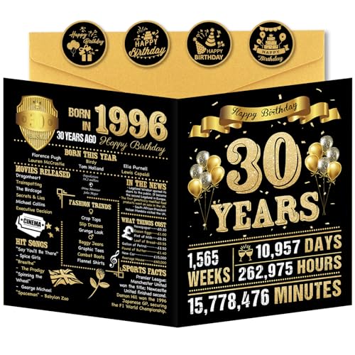 Tarjetas de felicitación de 30 cumpleaños de Benjia para hombres y mujeres, nacidas en 1996,...