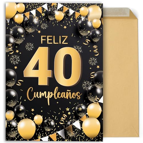 CONTRAXT Tarjeta regalo felicitación de Cumpleaños 40 Años. Detalle regalo postal original grande...