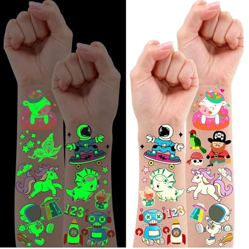 Leesgel 30 Hojas Tatuajes Temporales Niños, Luminoso Tatuajes Temporales...