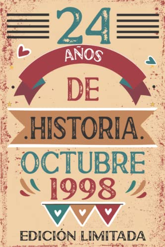 24 Años De Historia Octubre 1998: Libro de visitas, cuaderno, 110 páginas de felicitaciones, idea...