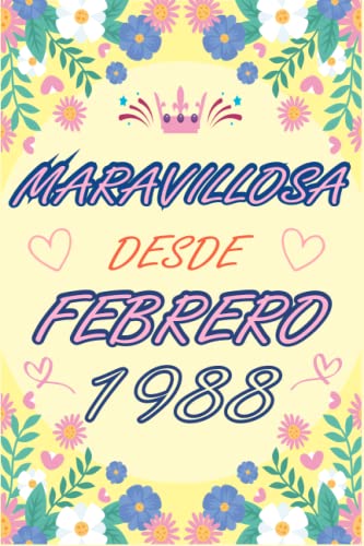 CUADERNO, MARAVILLOSA DESDE FEBRERO 1988: Regalo de 35 cumpleaños para mujeres y hombres, ideas de...