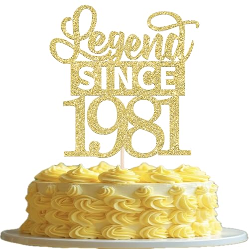 1 pieza 45th texto 'Legend Since 1981' decoración para tartas con purpurina feliz cumpleaños 45...