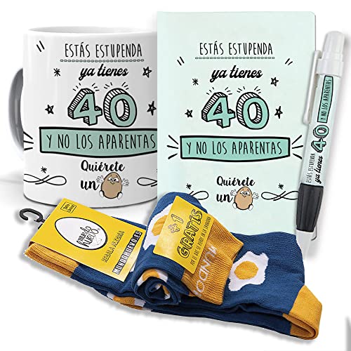 mundohuevo Super Regalo Personalizado para 40 cumpleaños Mujer. Ya Tienes 40 y no los aparentas....