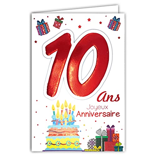 Age Mv 69-2010 - Tarjeta de felicitación de cumpleaños para niños y niñas, diseño de tarta, 10...