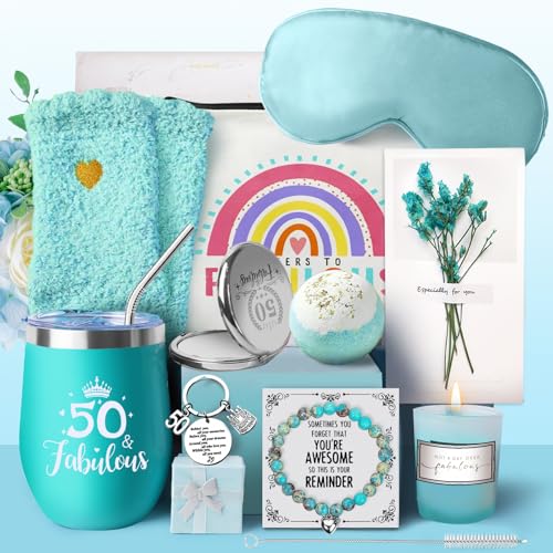 WULAIHO Regalos de 50 cumpleaños para mujeres, regalos de feliz cumpleaños 50 para sus amigas,...