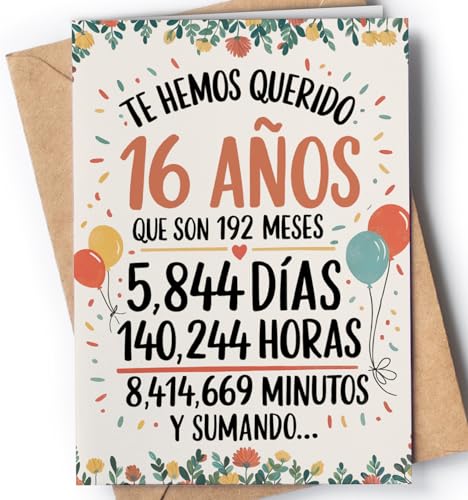 Tarjeta de 16 Cumpleaños - Tarjeta de Felicitación Graciosa para alguien que cumple 16 años -...