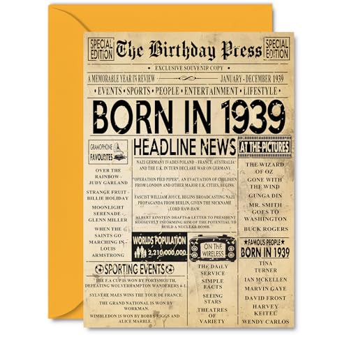 Tarjeta de cumpleaños número 87 para mujeres y hombres, periódico de prensa de cumpleaños de...