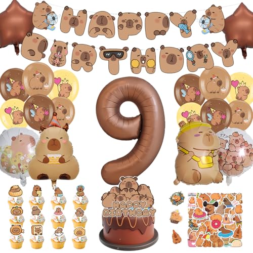 AUNGKWANG 99 Piezas Globos de Capibara Cumpleaños 1-12 Años Set, Capibara Decoración De...