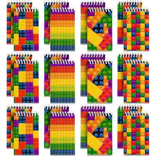 Bedwina Mini cuadernos de bloques de construcción (32 pzs), blocs de notas en espiral estilo...