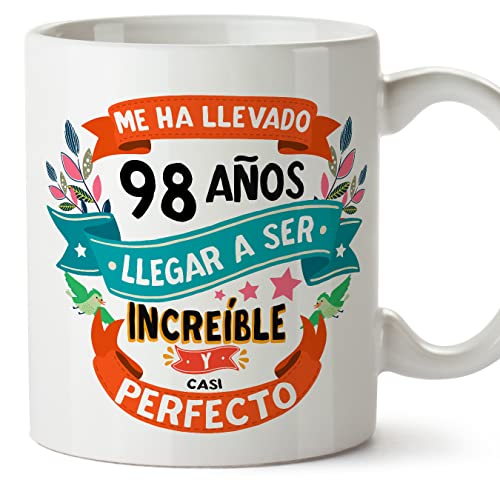 MUGFFINS Tazas 98 Cumpleaños - En Español - Me ha llevado 98 años llegar a ser increíble - 11 oz - Regalo original y divertido