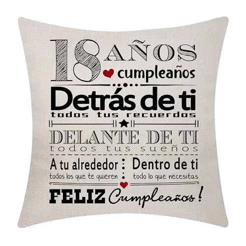 Regalo para 18 años: Funda de cojín Feliz cumpleaños Inspirational para Niños y Niñas -...